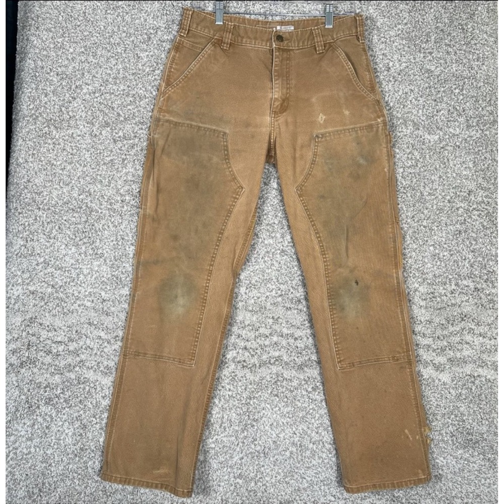 Carhartt Pants Mens 32x32 Brown Duck Canvas Double Knee Carpenter Work